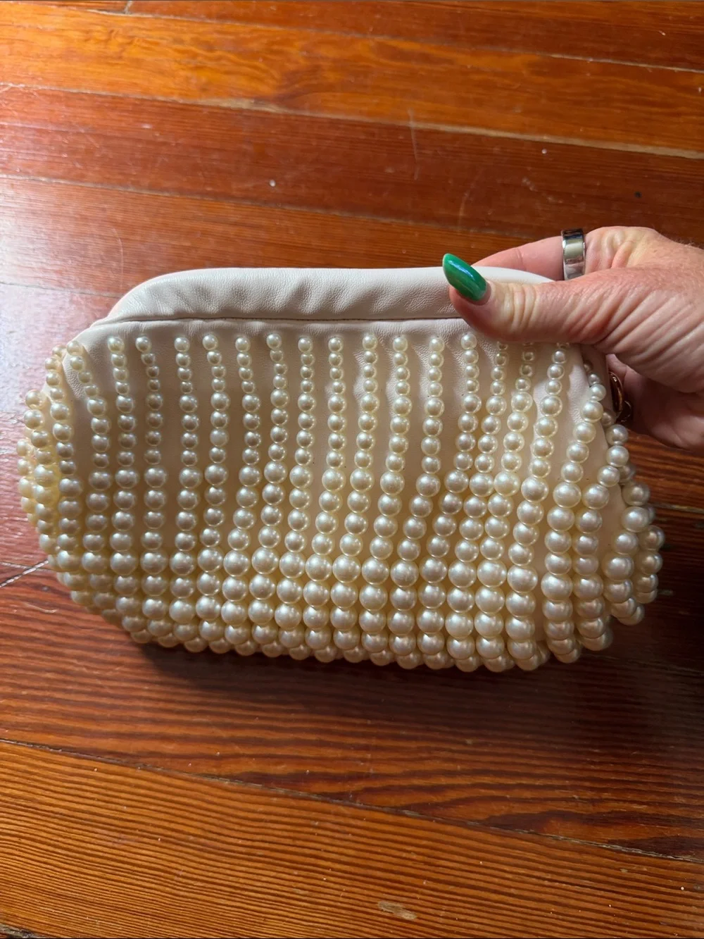Urban Expressions Elegant Pearl Beaded White Evening Bag clutch